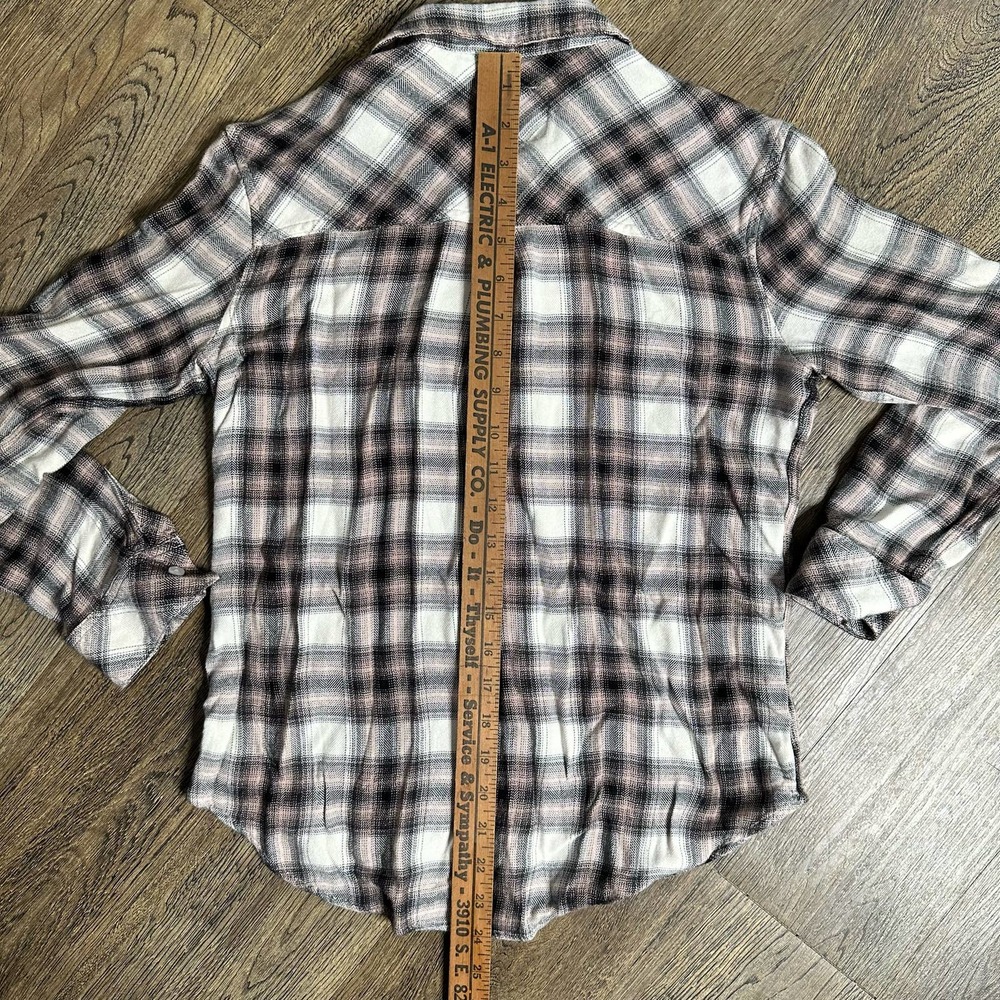 RAILS Soft Pink Black Cream Plaid Flannel shirt XS - Picture 6 of 9